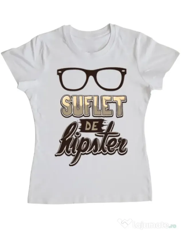 Tricou ADLER dama Suflet de hipster Alb