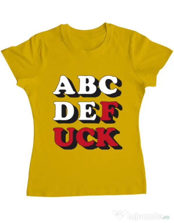 Tricou ADLER dama The alphabet Galben