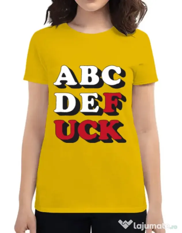 Tricou ADLER dama The alphabet Galben