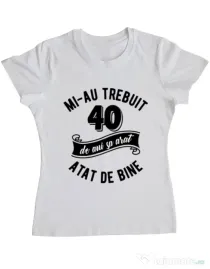 Tricou ADLER dama 40 de ani Alb