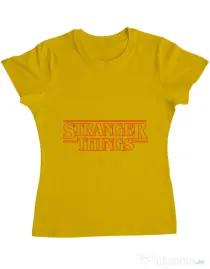 Tricou ADLER dama Stranger things outline Galben
