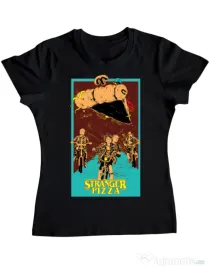 Tricou ADLER dama Stranger pizza Negru