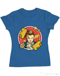 Tricou ADLER dama Stranger Waffles Albastru azuriu