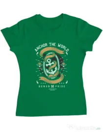 Tricou ADLER dama Anchor The World Verde mediu