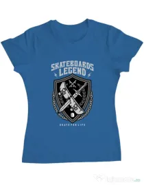 Tricou ADLER dama Skateboards Legend Albastru azuriu