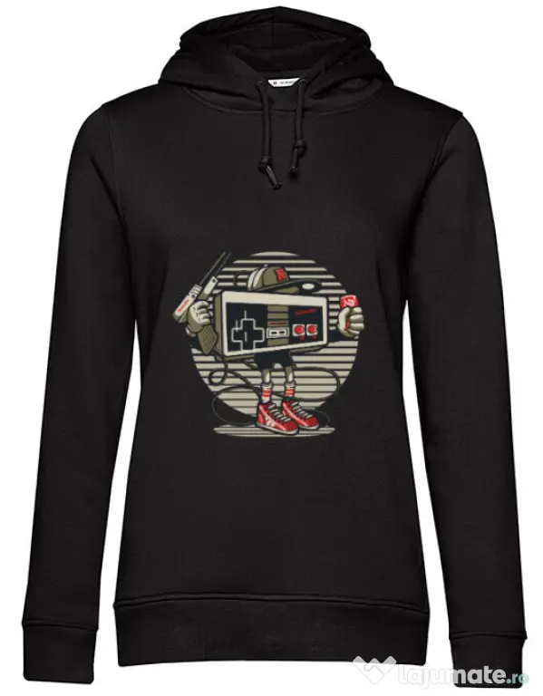 Hoodie dama cu gluga Let's Play Negru