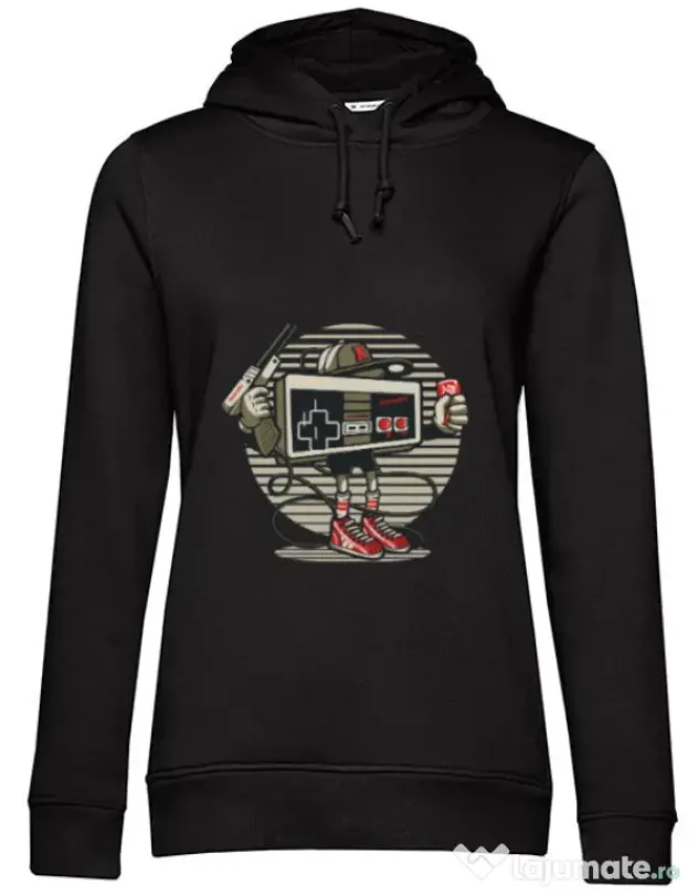 Hoodie dama cu gluga Let's Play Negru