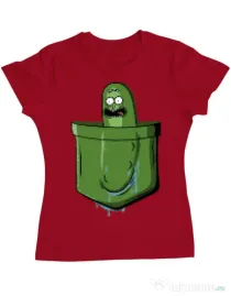 Tricou ADLER dama Pocket Pickle Rosu