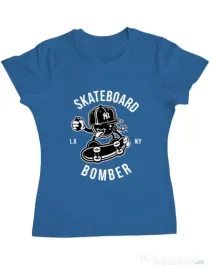 Tricou ADLER dama Skateboard Bomber Albastru azuriu
