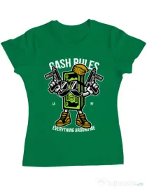 Tricou ADLER dama Cash rules Verde mediu