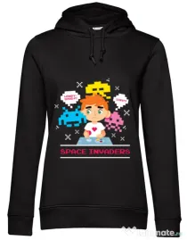Hoodie dama cu gluga Space Invader Negru