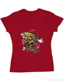 Tricou ADLER dama Pizza Skater Rosu