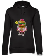 Hoodie dama cu gluga I Love Burger Negru