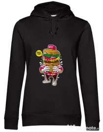 Hoodie dama cu gluga I Love Burger Negru
