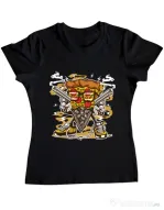 Tricou ADLER dama Pizza Gangster Negru