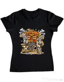 Tricou ADLER dama Pizza Gangster Negru