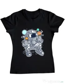 Tricou ADLER dama Astronaut Ice Cream Negru