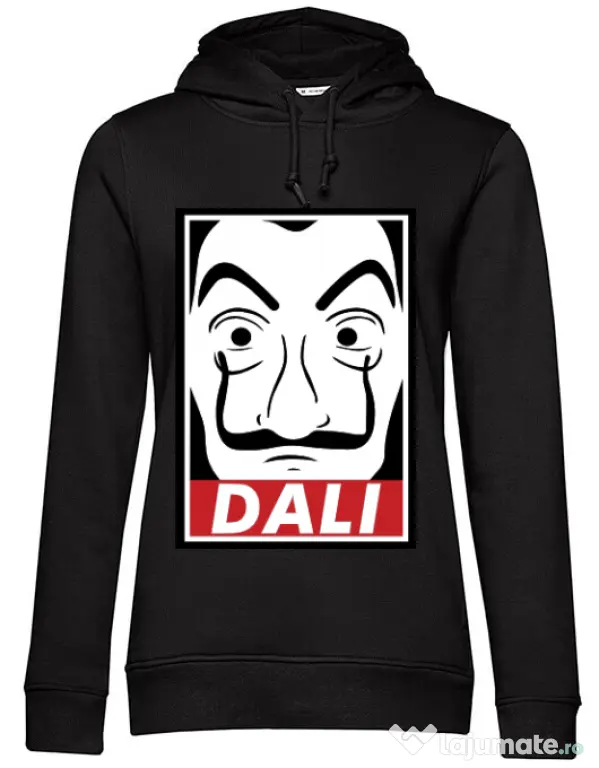 Hoodie dama cu gluga Dali mask Negru