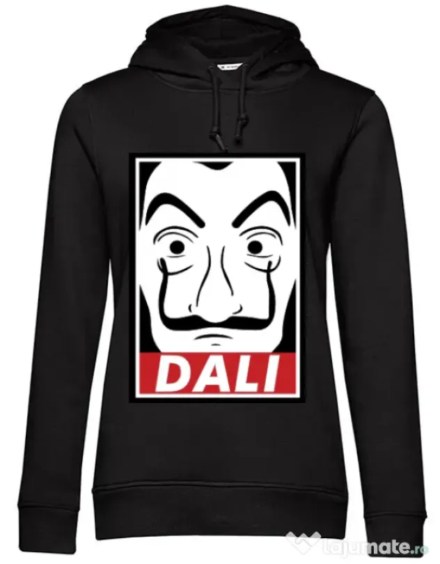 Hoodie dama cu gluga Dali mask Negru