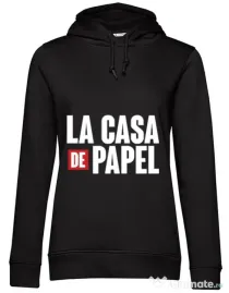 Hoodie dama cu gluga La casa de papel Negru