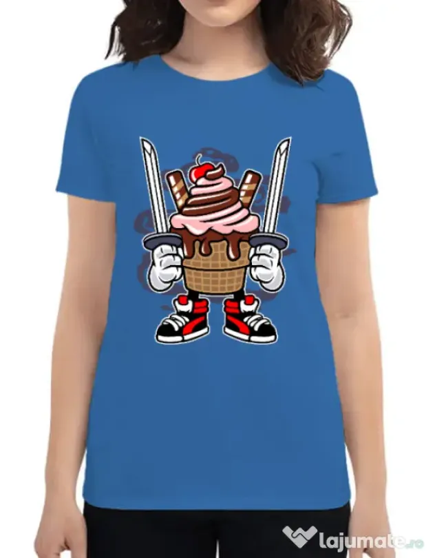 Tricou ADLER dama Ice Cream Ninja Albastru azuriu