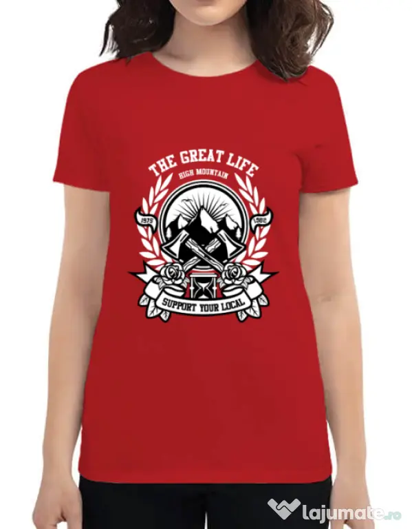 Tricou ADLER dama Axe Rosu