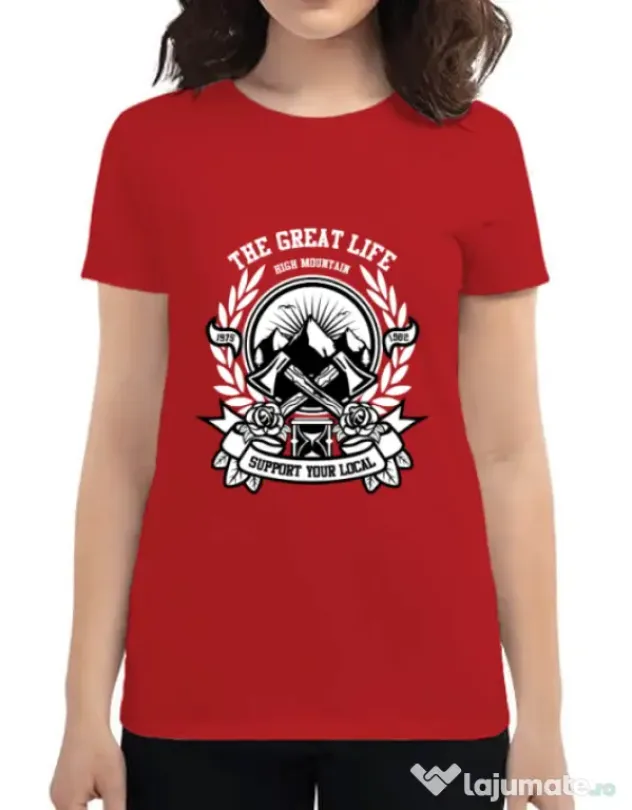 Tricou ADLER dama Axe Rosu