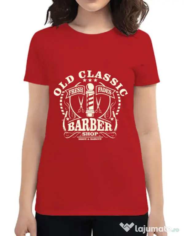Tricou ADLER dama Old Classic Barber Rosu