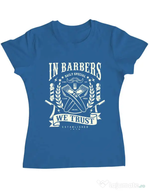 Tricou ADLER dama In Barbers We Trust Albastru azuriu