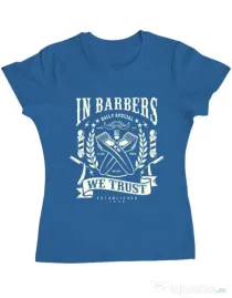 Tricou ADLER dama In Barbers We Trust Albastru azuriu