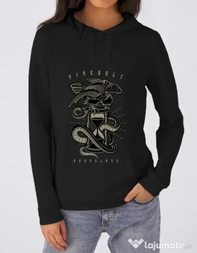 Hoodie dama cu gluga Hourglass Negru