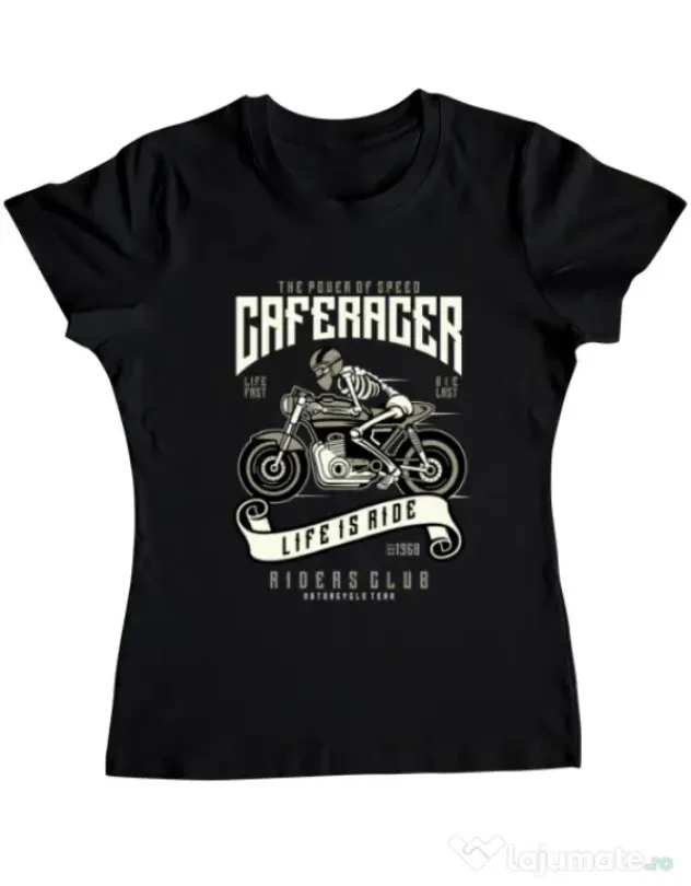 Tricou ADLER dama Speed of Caferacer Negru