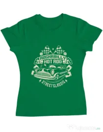 Tricou ADLER dama Rockabilly Hotrod Verde mediu