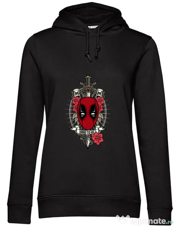 Hoodie dama cu gluga Hard To Kill Negru