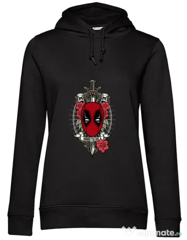 Hoodie dama cu gluga Hard To Kill Negru