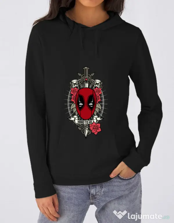 Hoodie dama cu gluga Hard To Kill Negru