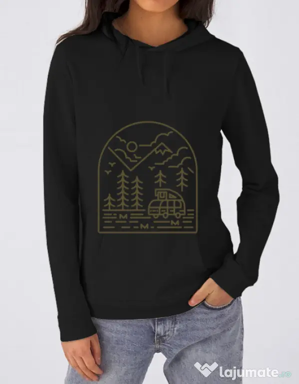 Hoodie dama cu gluga Into the Mountain Negru