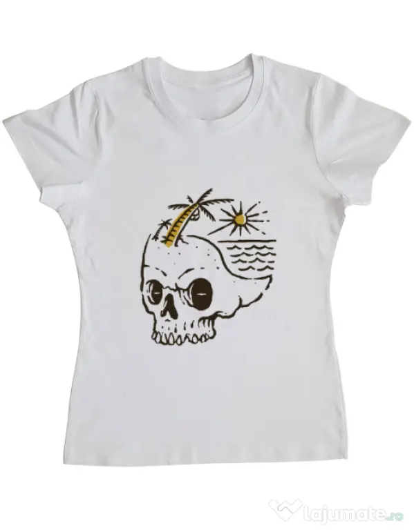 Tricou ADLER dama Skull Island Alb