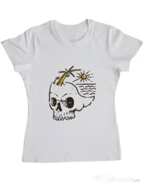 Tricou ADLER dama Skull Island Alb