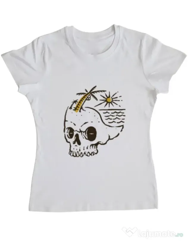 Tricou ADLER dama Skull Island Alb