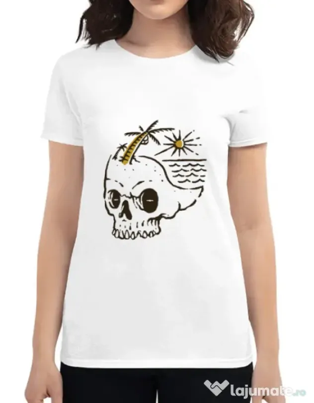 Tricou ADLER dama Skull Island Alb