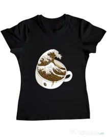 Tricou ADLER dama The Great Wave off Coffee Negru