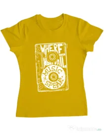 Tricou ADLER dama Where words fail, music speaks Galben