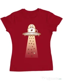 Tricou ADLER dama Alien Coffee Invasion Rosu