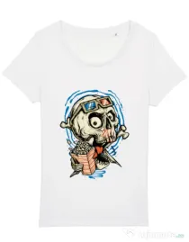 Tricou STANLEY STELLA dama Skull Movie Alb