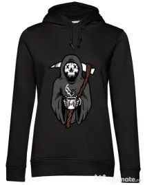Hoodie dama cu gluga Coffee Reaper Negru