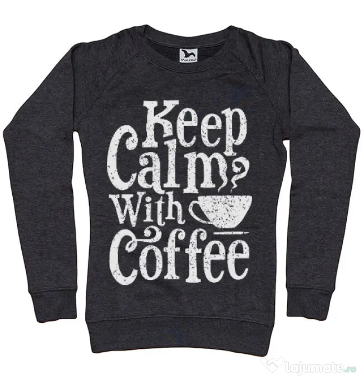 Bluza ADLER dama Keep Calm With Coffee Negru melanj