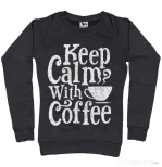 Bluza ADLER dama Keep Calm With Coffee Negru melanj