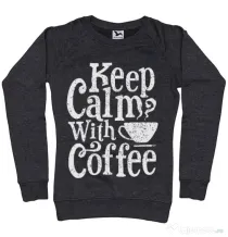 Bluza ADLER dama Keep Calm With Coffee Negru melanj
