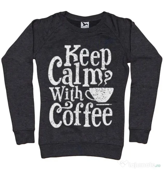 Bluza ADLER dama Keep Calm With Coffee Negru melanj